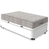 Cama Box Baú Solteiro + Colchão De Molas Ensacadas Airtech Ortobom 67x88x188 Cor:branco