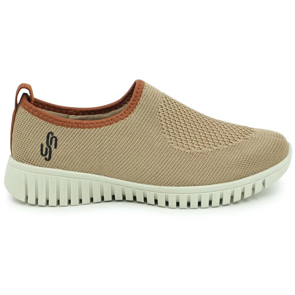 Tenis Usaflex Slip On Tricot Monograma Bege 035