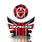 Kit Adesivo Protetor De Tanque Moto Bros Honda Ano Até 2015 E Modelos Bros Vermelho E Preto