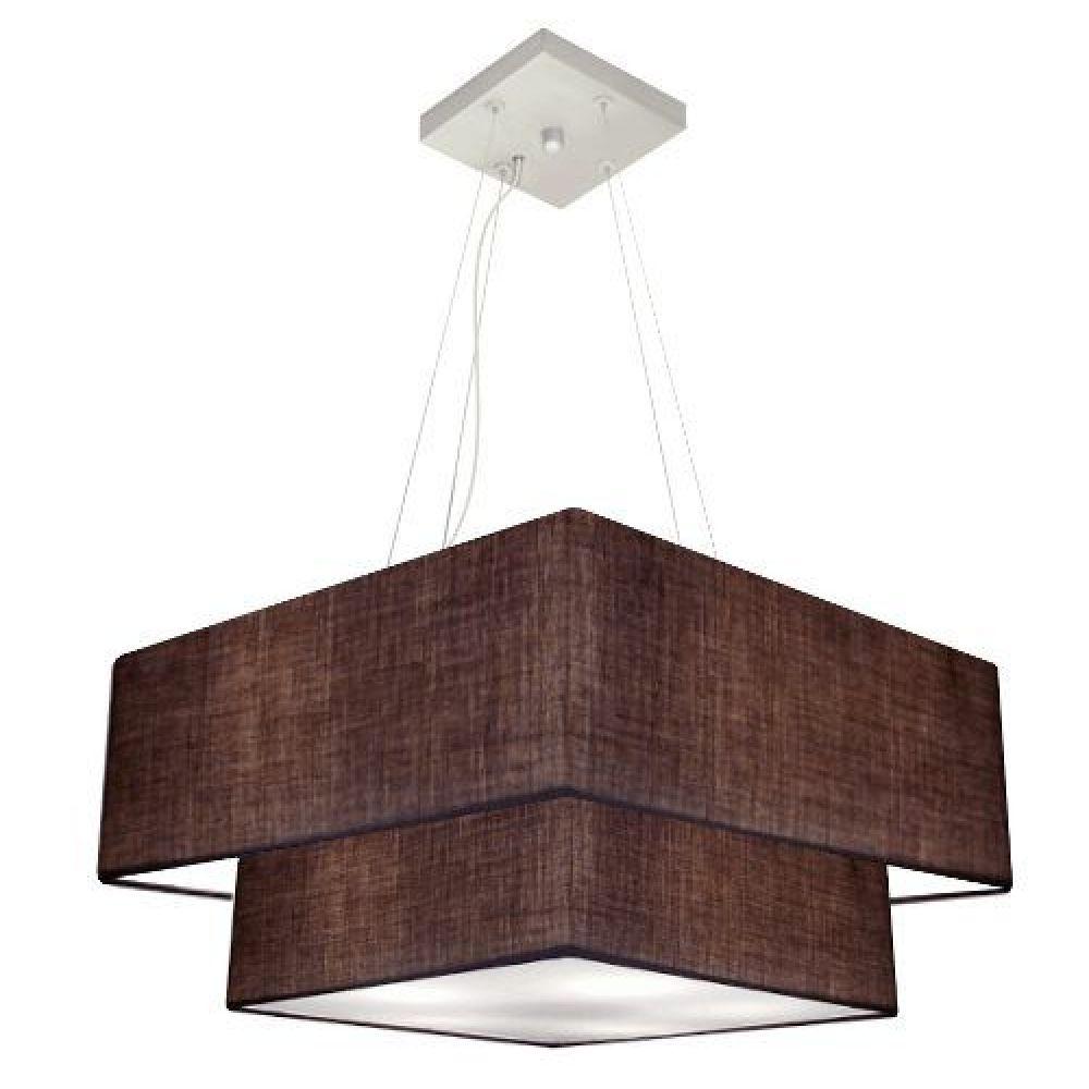 Lustre Pendente Duplo Quadrado Md-4066 50x35cm Bivolt Café