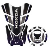Kit Adesivo Resinado Protetor Tanque E Bocal Moto Honda Acima 2018 Azul E Preto