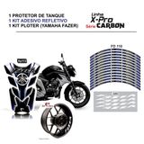 Combo Protetor Adesivo Tanque E Aro Moto Yamaha Fazer Vermelho/preto Fazer Azul