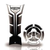 Kit Protetor De Tanque E Bocal Moto Yamaha Sporting Race Prata Preto