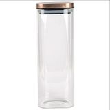 Porta Mantimentos Quadrado Dynasty Em Vidro Borossilicato Com Tampa De Metal Cobre 1,9l