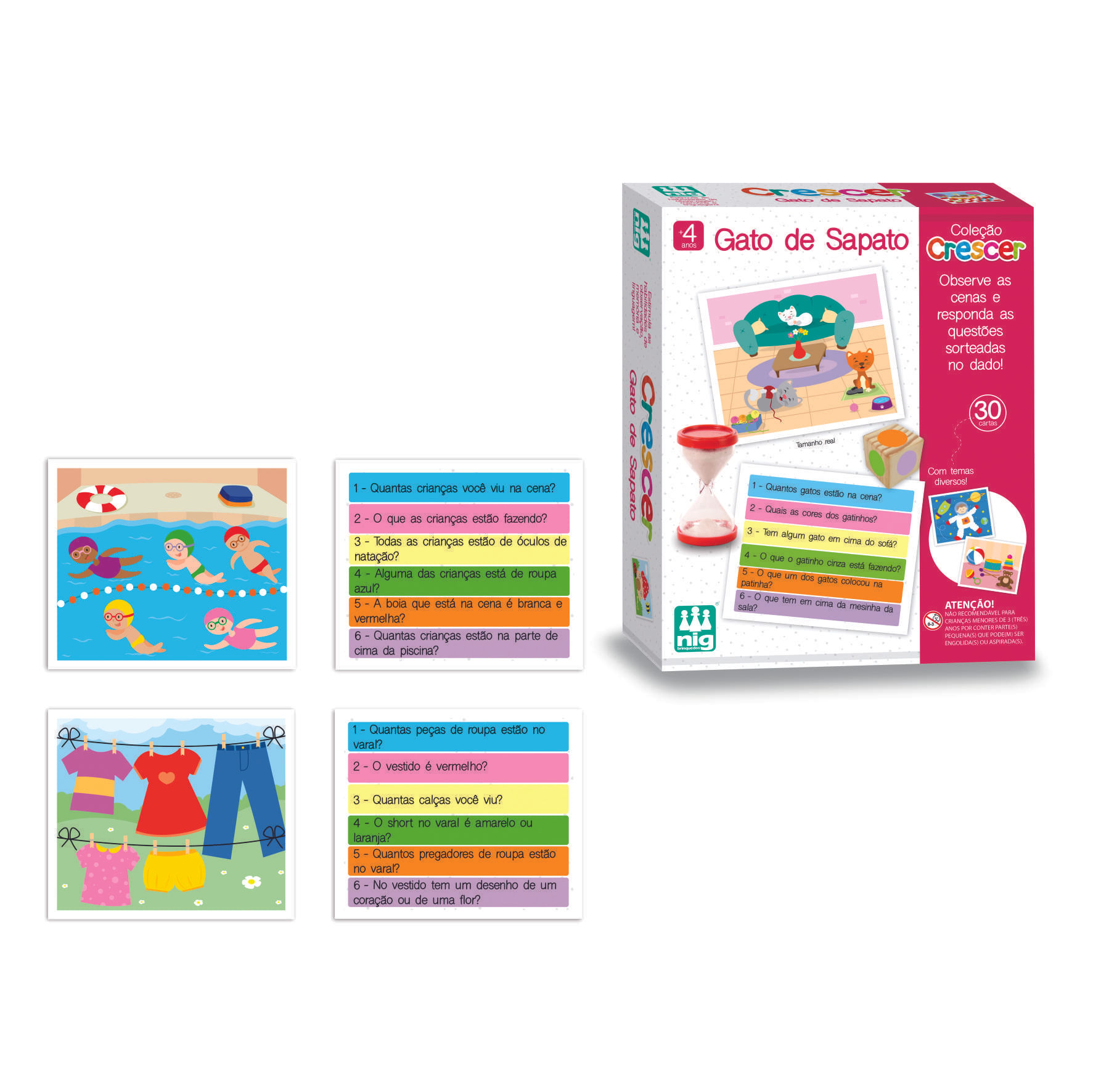 Brinquedo Infantil Educativo Memoria Gato De Sapato 30cartas