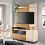 Estante Home Timber Freijó / Off White Para Tv Até 50 2 Portas 2 Prateleiras Com Rodízios