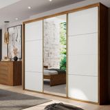 Guarda Roupa Casal Com Espelho 3 Portas Mdf 2,67 M Eleganza Belmax Cor:álamo/branco