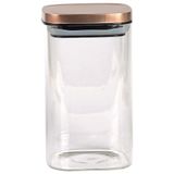 Porta Mantimentos Quadrado Dynasty Em Vidro Borossilicato Com Tampa De Metal Cobre 1,1 L