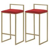 Kit 2 Banquetas Selena Base Gold Suede Vermelho Gran Belo