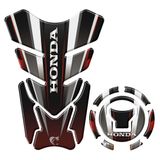 Kit Adesivo Resinado Protetor Tanque E Bocal Moto Honda Acima 2018 Vermelho Vermelho E Preto