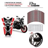 Combo Protetor Adesivo Tanque E Aro Moto Yamaha Fazer Factor Vermelha Cor Preto Vermelho