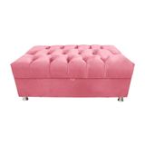 Calçadeira Baú Safira Capitonê Solteiro 90cm Suede Cor Rosa Tamanho 90