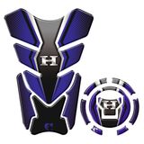 Kit Adesivo Resinado Protetor Tanque E Bocal Moto Honda Acima 2018 Azul Cor Azul E Preto