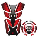 Kit Adesivo Resinado Protetor Tanque E Bocal Moto Honda Acima 2018 Vermelho Cor Vermelho E Preto