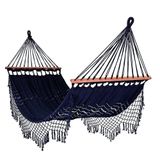 Rede Grande De Dormir Americana Com Madeira Cor:azul Marinho