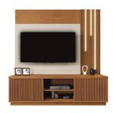 Estante Home Siena Para Tv Até 58 Polegadas C/ 2 Portas Ripadas E Led Cascata - Mavaular Cor:naturalle/off White