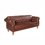 Sofá Chesterfield Duque 3 Lugares Couro Caramelo