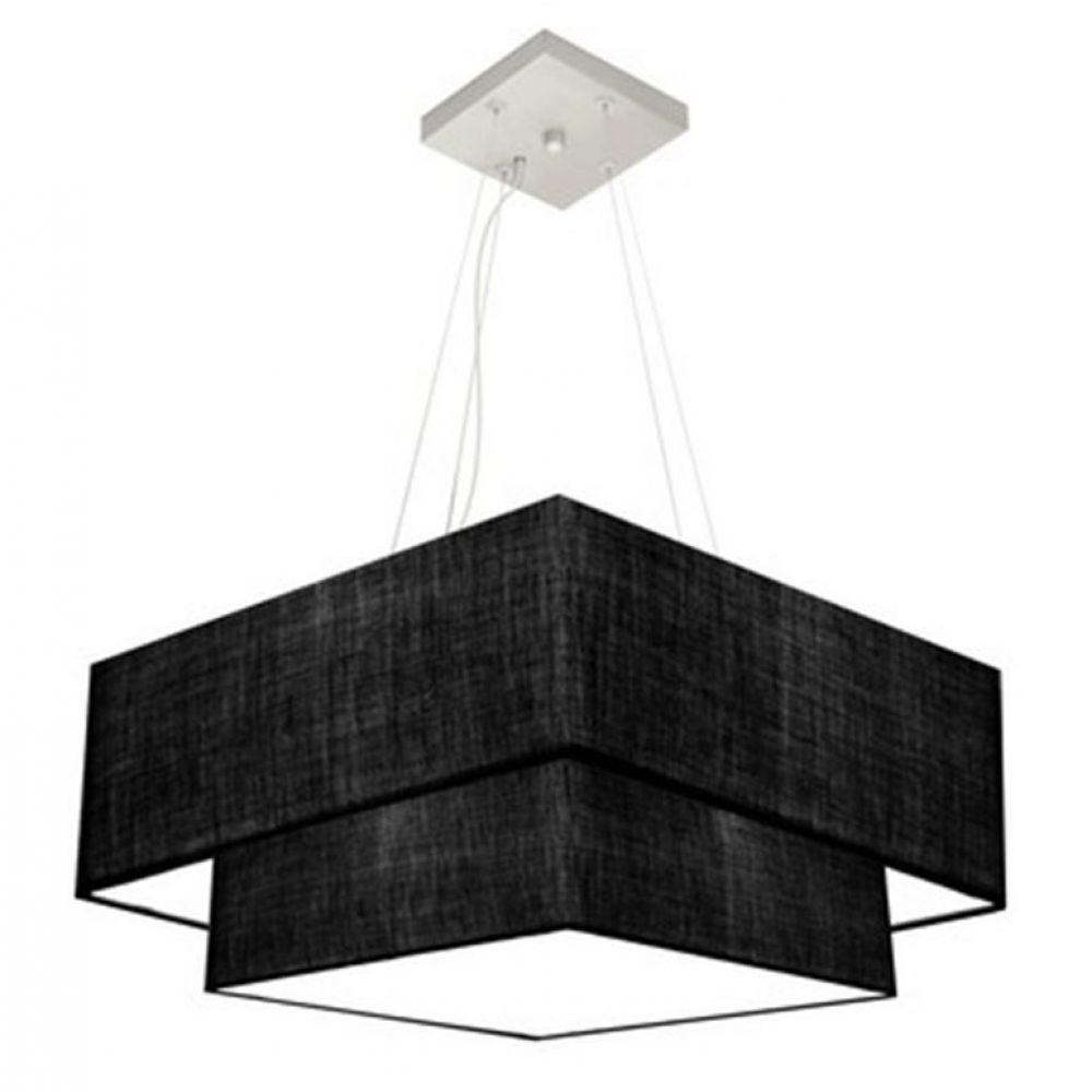 Lustre Pendente Duplo Quadrado Md-4347 80x70cm Bivolt Preto