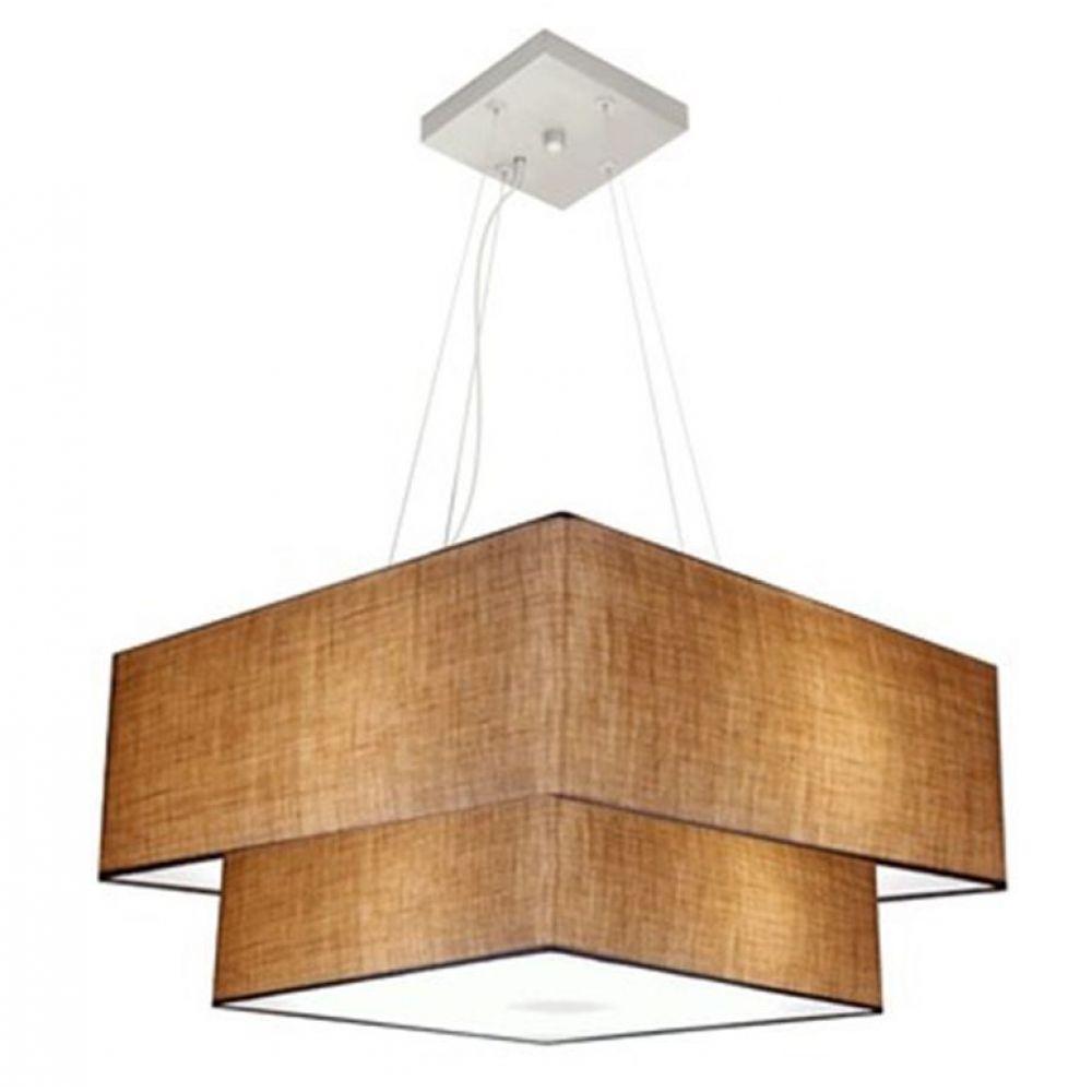 Lustre Pendente Duplo Quadrado Md-4346 70x60cm Bivolt Palha