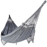 Rede De Dormir Casal Balanço De Algodão Reforçada 3,80m X 1,50m Varias Cores Cor:cinza Mesclado