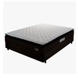 Cama Box Casal Colchão Espuma D45 Pillow Top Strong 138x188x62cm Marrom/branco