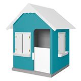 Casinha De Brinquedo Com Floreiros Mdf Azul Turquesa/branco - Criança Feliz