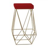 Banqueta Kathy Base Gold Veludo Vermelho Gran Belo