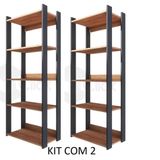 Kit 2/estante Estilo Industrial De Madeira Organizador Livros Vintage Moderno Multiuso