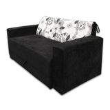 Sofá-cama 2 Lugares Pratik 5000 Mamflex Preto/cinza Floral Suede Amassado Preto / Cinza