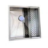 Pia Cuba De Inox Para Cozinha 40x40 Gourmet Luxo Quadrada Com Escorredor