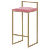 Banqueta Decorativa Selena Base Gold Suede Rosa Gran Belo