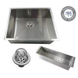 Pia Cuba De Inox Para Cozinha 50x40 Gourmet Luxo Quadrada Ajb Acompanha Escorredor