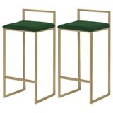 Kit 2 Banquetas Selena Base Gold Suede Verde Gran Belo