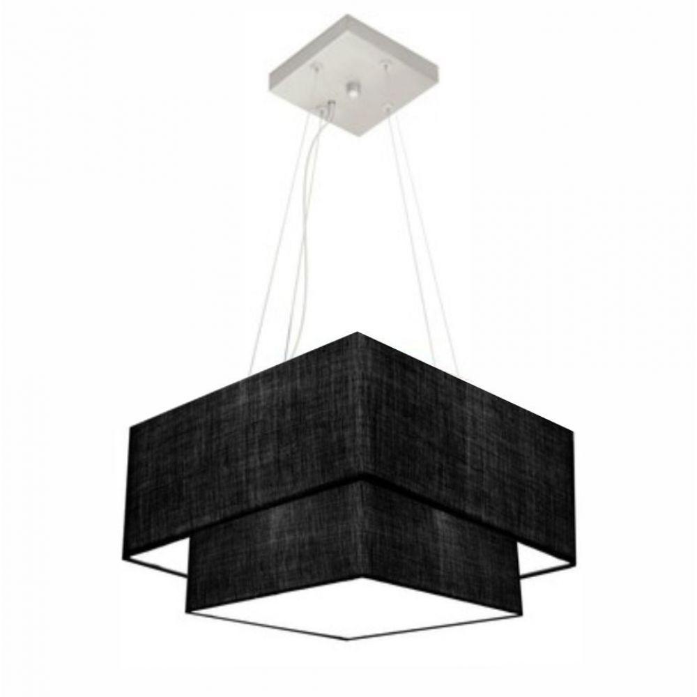 Lustre Pendente Duplo Quadrado Md-4157 40x35cm Bivolt Preto