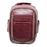 Mochila Bolsa Notebook Divisória Couro Pu K155 Vinho