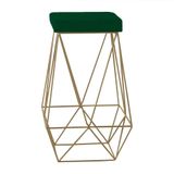 Banqueta Decorativa Kathy Base Gold Suede Verde - Gran Belo