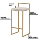 Banqueta Decorativa Selena Base Gold Suede Bege Gran Belo