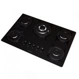 Cooktop 5 Bocas Com Tripla Chama Mesa De Vidro 6mm Preto Biv