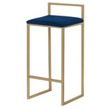 Banqueta Decorativa Selena Base Gold Veludo Azul Gran Belo