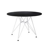 Mesa Jantar Eames Redonda Preta 90cm Com Ferro Branco - Up Home