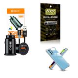 Kit Carregador Veicular + Capa Motorola G53 5g + Película 3d