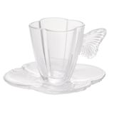 4 Xícaras Wolff De Café De Vidro Com Pires Butterfly
