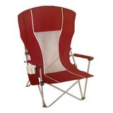 Cadeira Camping Dobravel Aço Porta Copos - Vermelho