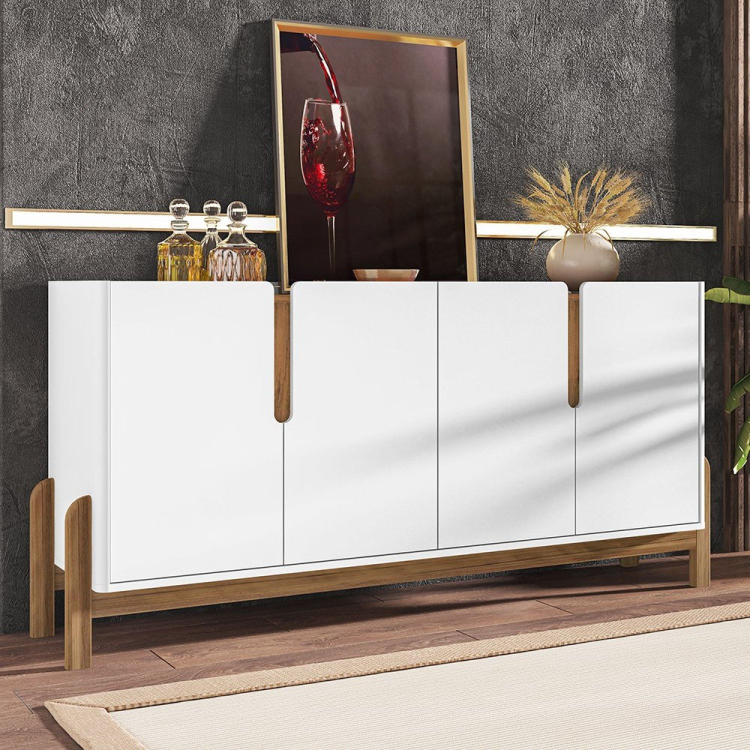 Buffet 170cm 4 Portas Lizz Casa D Branco/cedro