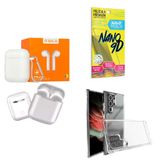Kit Fone Sem Fio + Capinha Samsung S22 Ultra + Película 9d