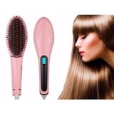 Escova Magica Alisadora Display Lcd Cabelo Bivolt Chapinha 230 Graus Rosa