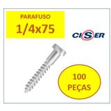 50 Pçs Parafuso 1/4x75 Sextavado Soberba Zincado Ciser