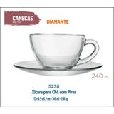 12 Xícara Café Com Leite Chá - Diamante 240ml Com Pires