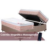 Cama Box Bau Solteiro Colchao C Vibro Massagem Castor Magnetico Premium Base Crc Courano Clean 88x188