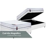 Cama Box Bau Casal Colchao Molas Ensacadas Castor Molas Ensacadas Gold Star Magnetico Base Crc Courano White 138x188
